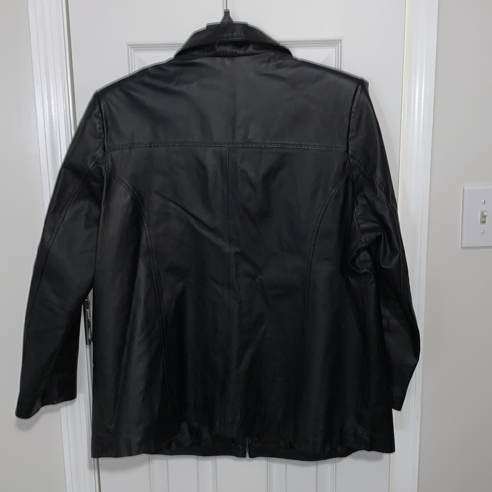 SOLD!!Jessica London black leather moto style jacket in women’s size 18 - Picture 8 of 12